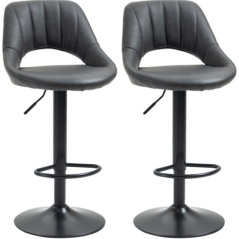 Portland PU Leather Height Adjustable Bar Stool Set of 2 Image 2