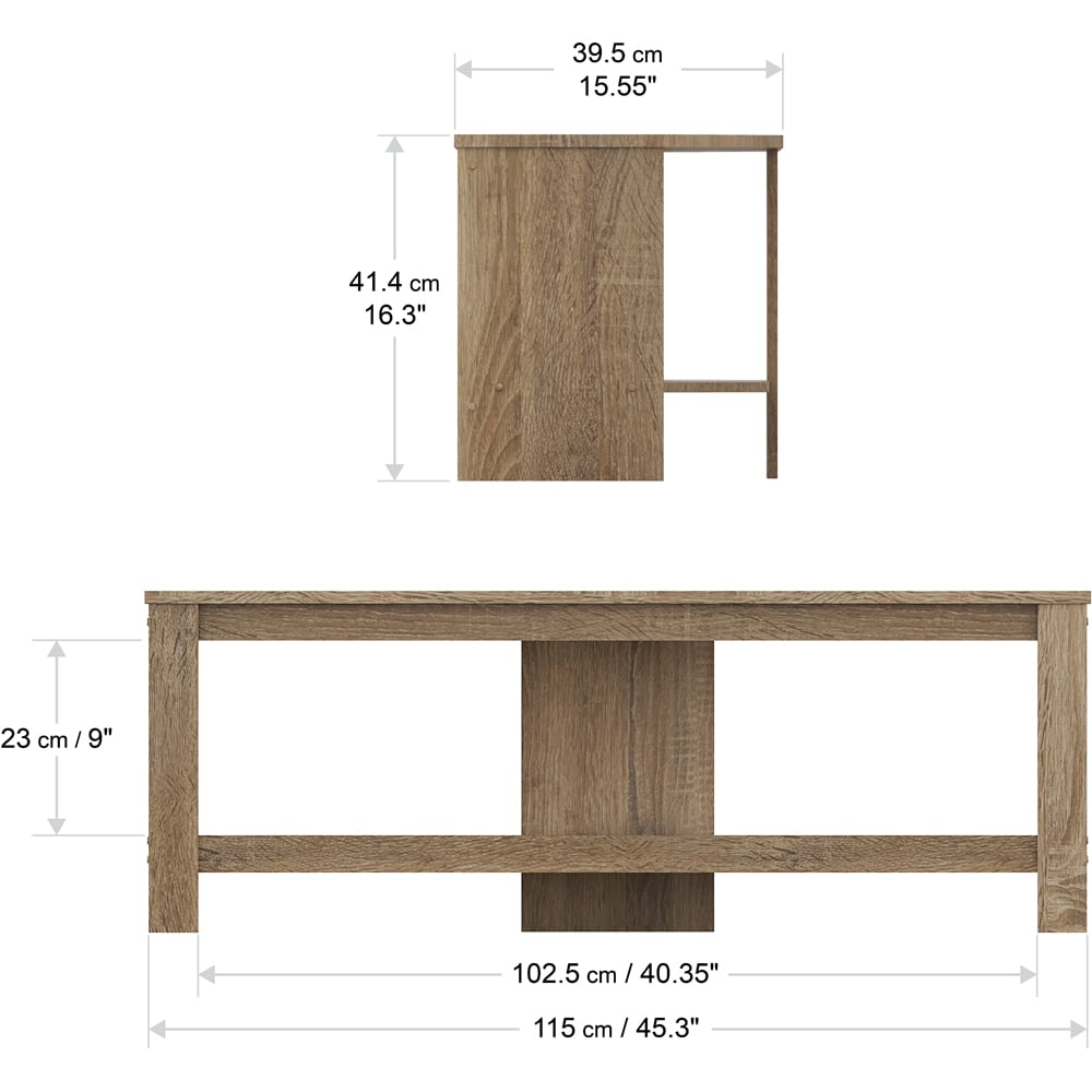 AVF Calibre Single Shelf Rustic Sawn Oak TV Unit Image 7