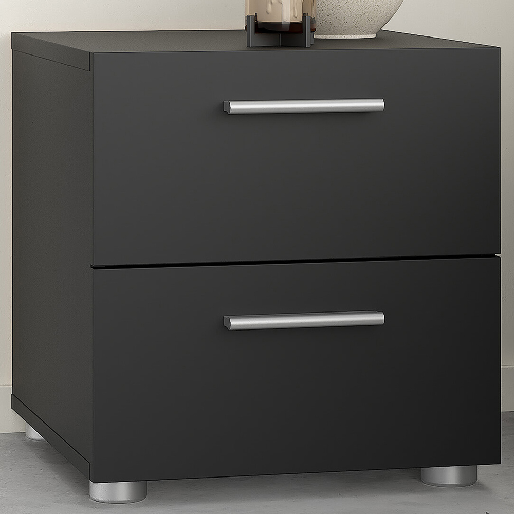 Florence 2 Drawer Black Bedside Table Image 1