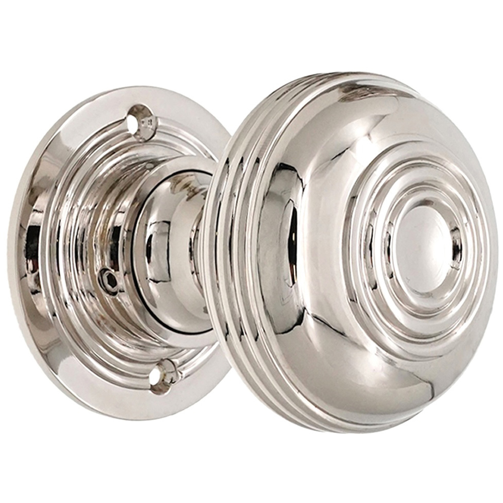 Spira Brass Polished Nickel Bloxwich Large 60mm Rim and Mortice Door Knob 2 Pack Image 3