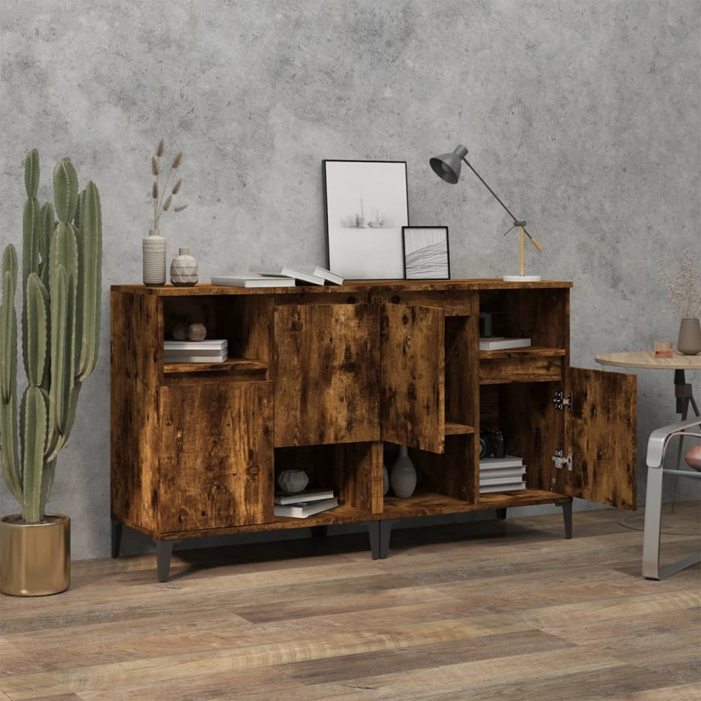 vidaXL 2 Door 2 Shelf Smoked Oak Sideboard Set of 2 Image 5