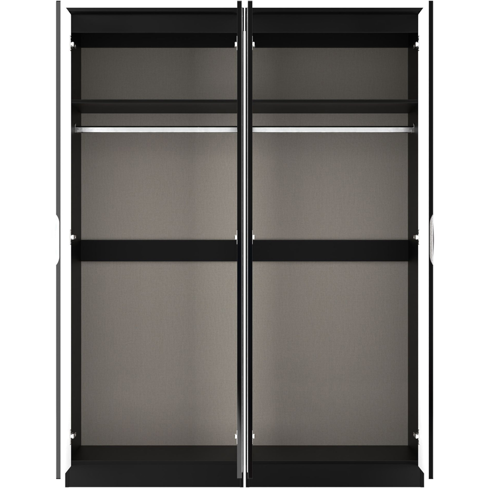 Crowndale Camden 4 Door Black Gloss and Black Mirror Wardrobe Ready Assembled Image 6