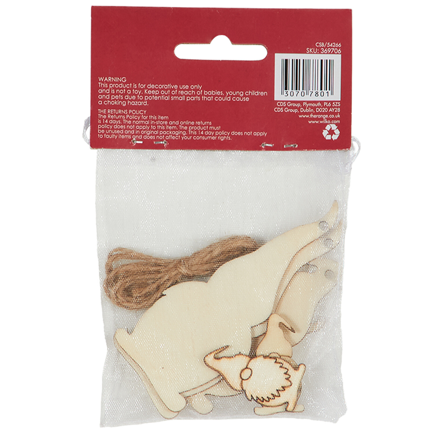 Pack of 7 Hanging Wooden Gonk Decorations - Wood Image 2