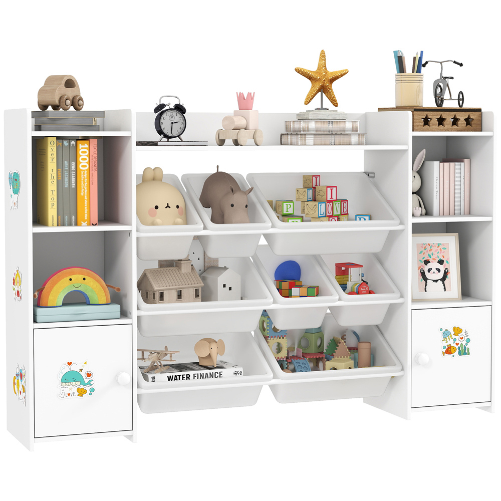 AIYAPLAY 8 Bin White Kids Toy Storage Organiser Image 2