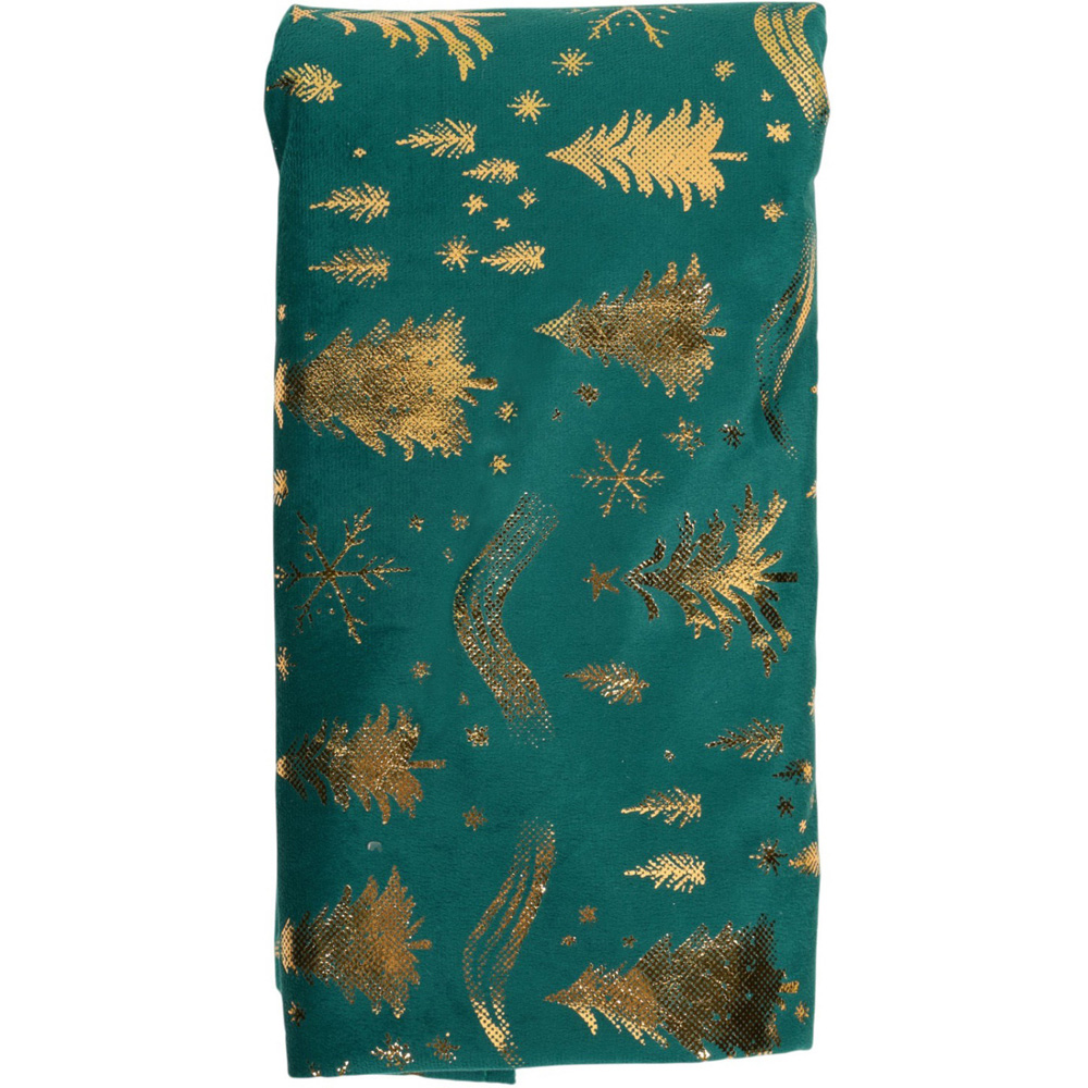 Golden Christmas Tree Table Runner Teal Image 1