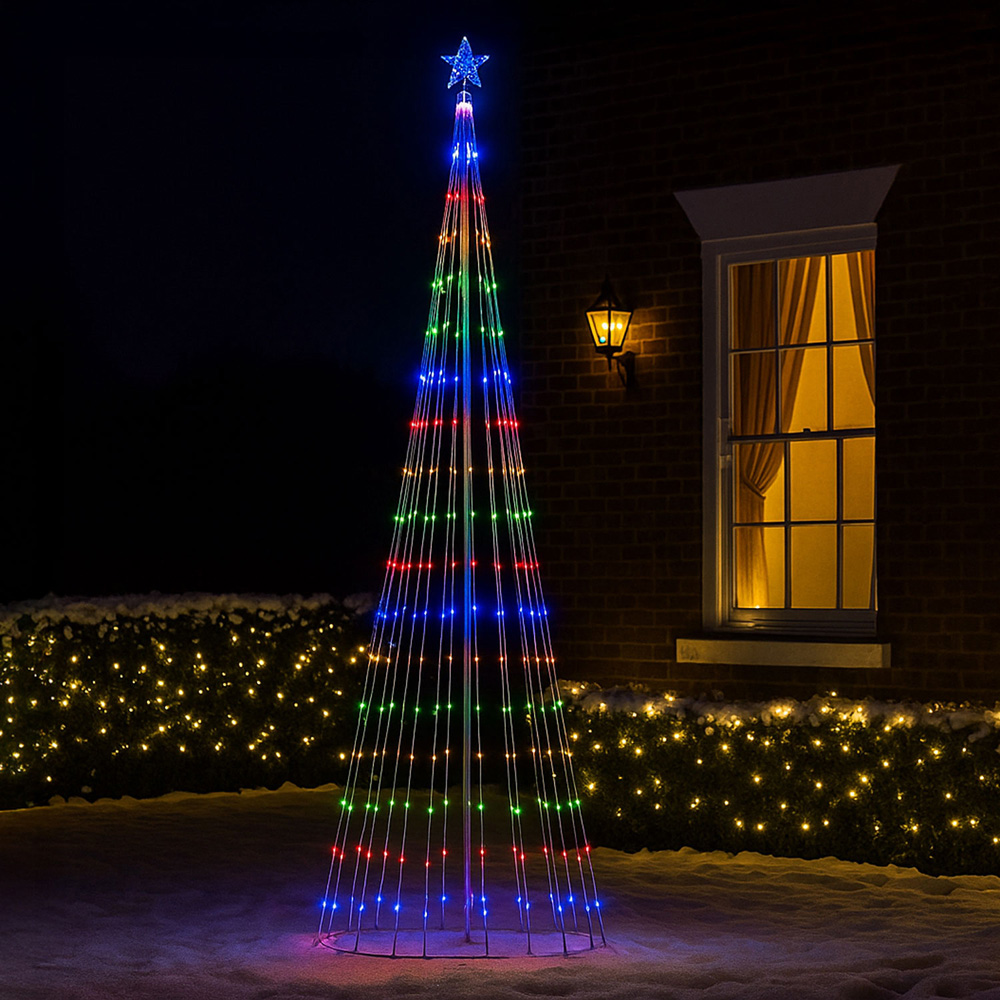 Neo Multicolour Waterfall LED Outdoor Christmas Tree with Remote 10ft Image 2