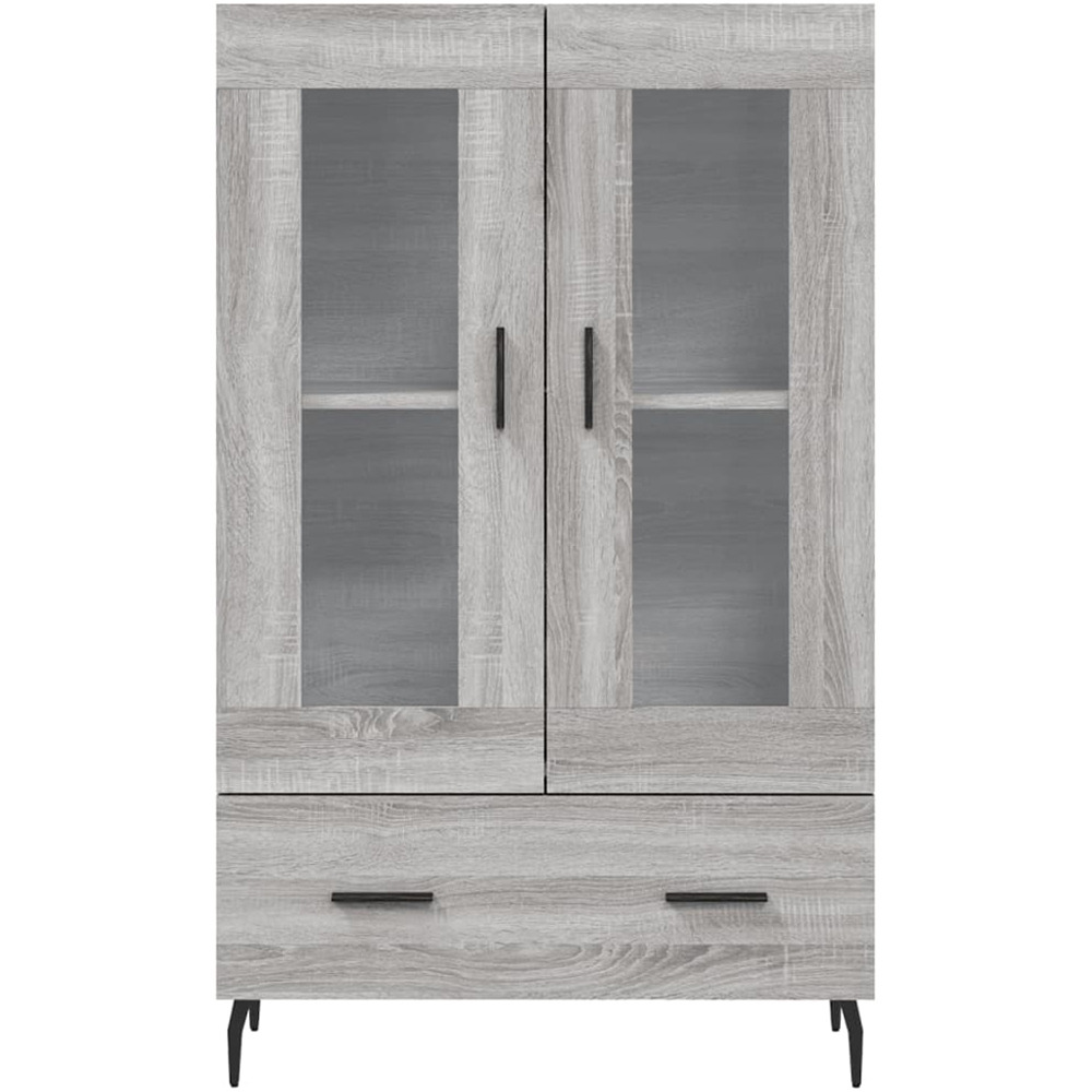 vidaXL 2 Glass Door Single Drawer Grey Sonoma Highboard Image 6