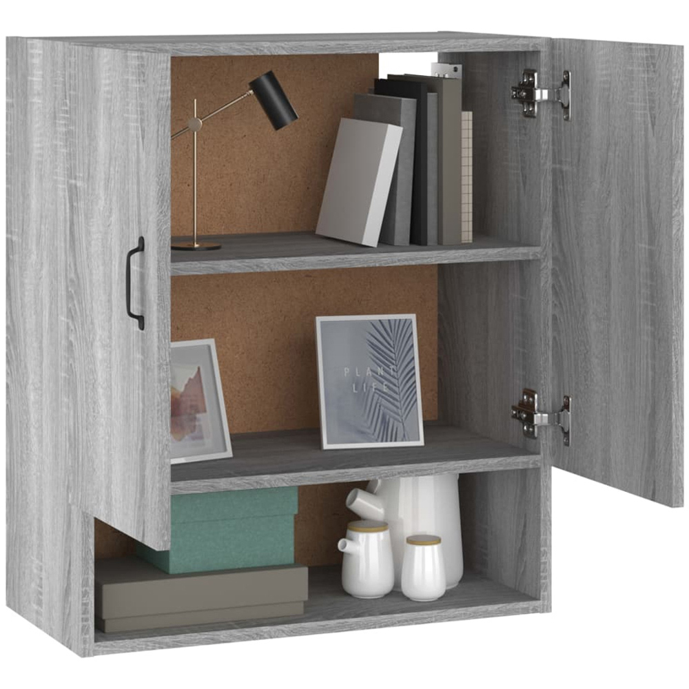 vidaXL 2 Door Single Shelf Grey Sonoma Wall Cabinet Image 3