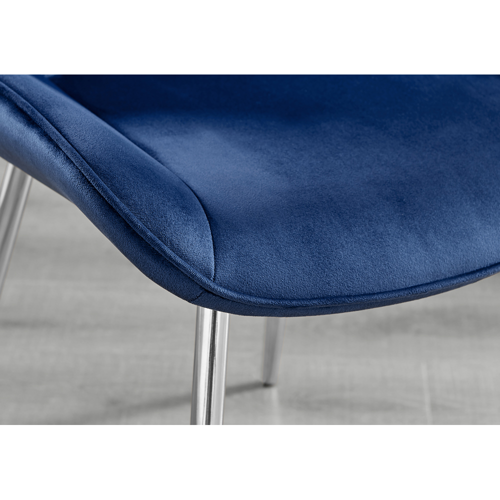 Furniturebox Cesano Set of 2 Navy Blue and Chrome Velvet Dining Chair Image 9