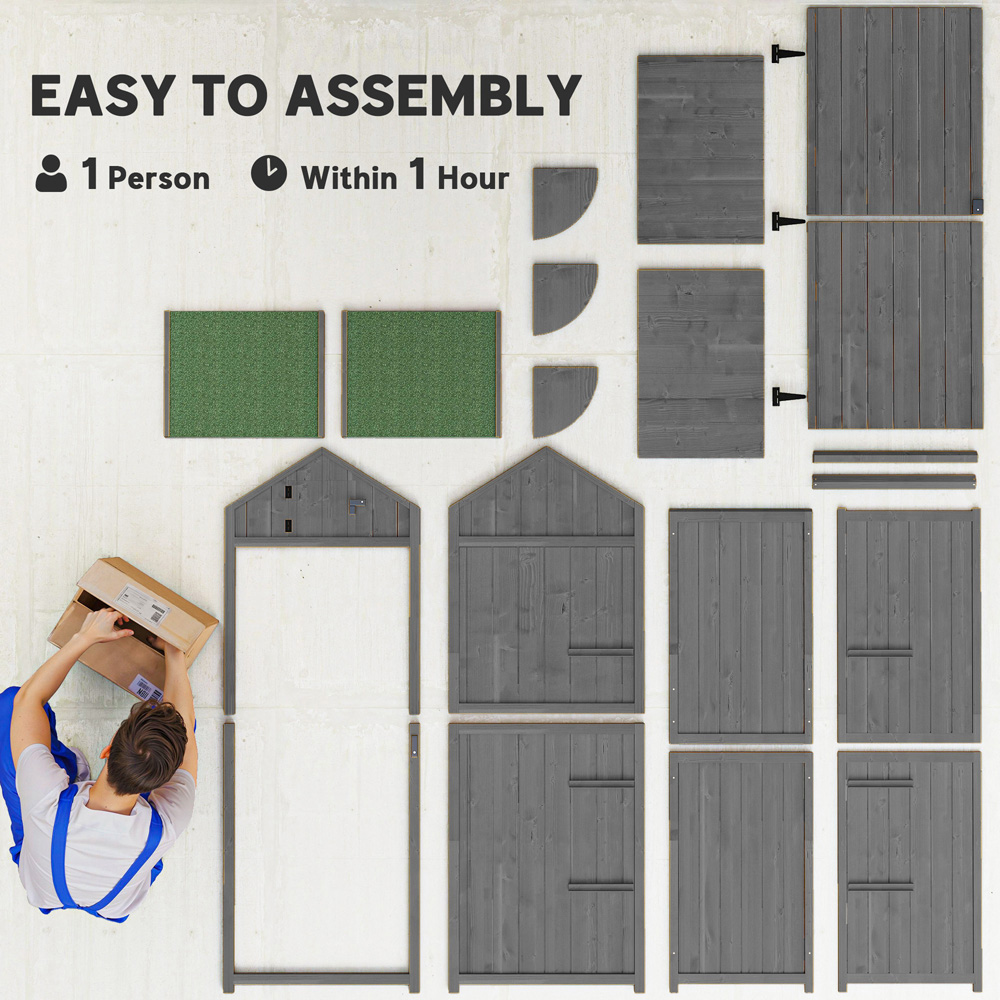 Outsunny 2.5 x 1.8ft Grey Wooden Garden Tool House Shed Image 8