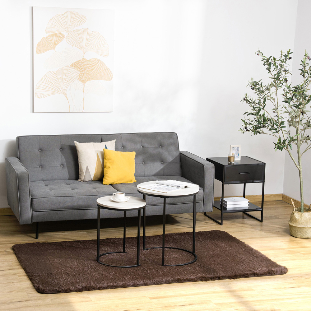 HOMCOM Brown Fluffy Area Rug Shaggy Carpet for Living Room, Bedroom, 120x200cm Image 2