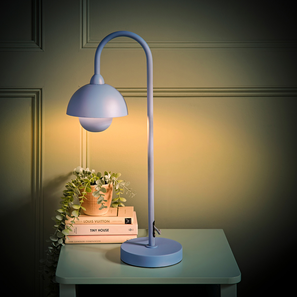 ValueLights Tilly Pastel Sky Blue Arched Dome Shade Metal LED Table Lamp Image 6