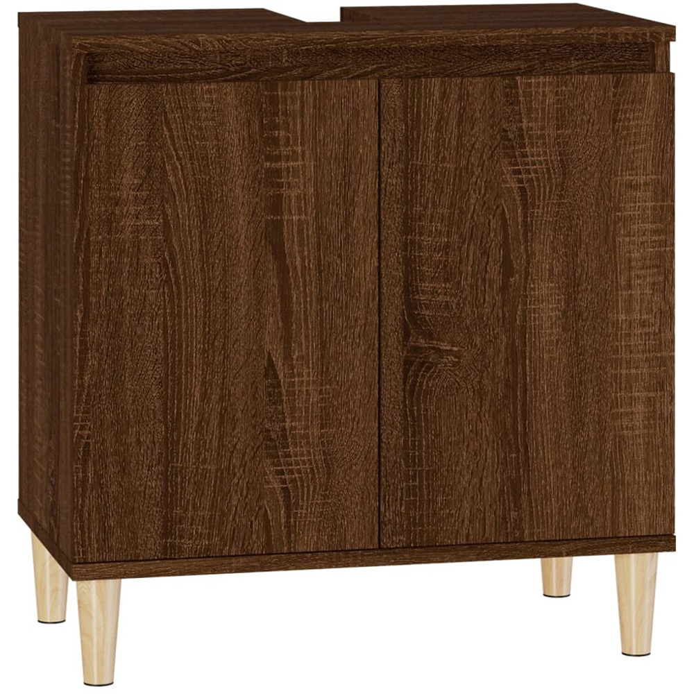 vidaXL 2 Door Wood Brown Oak Washbasin Cabinet Image 2