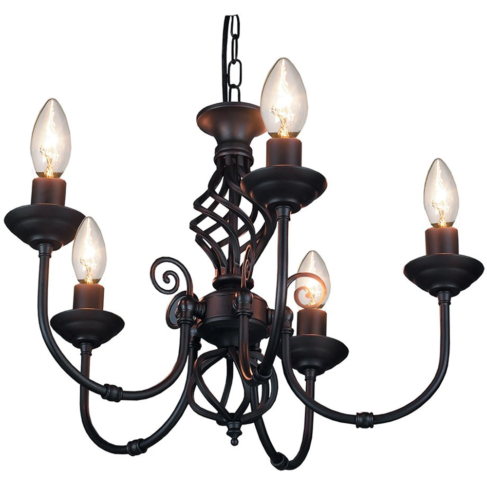 Happy Homewares Matt Black 5 Arm Twist Knot Design Pendant Light Image 1