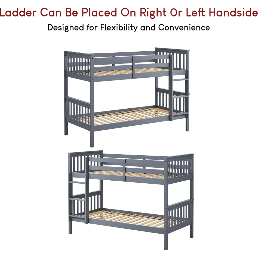 VIDA DESIGNS Milan Single Grey Bunk Bed with Foam Mattress Image 4