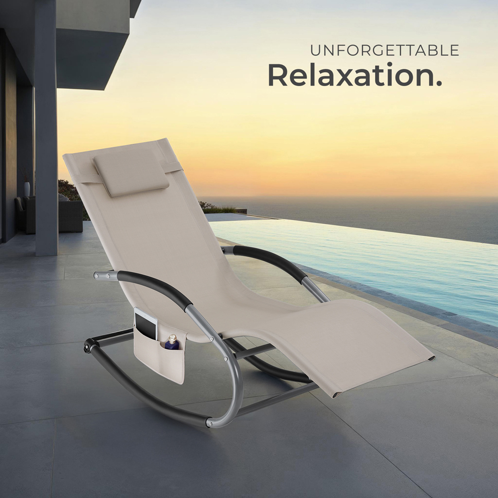 tectake Taya Beige Rocking Sun Lounger Image 8