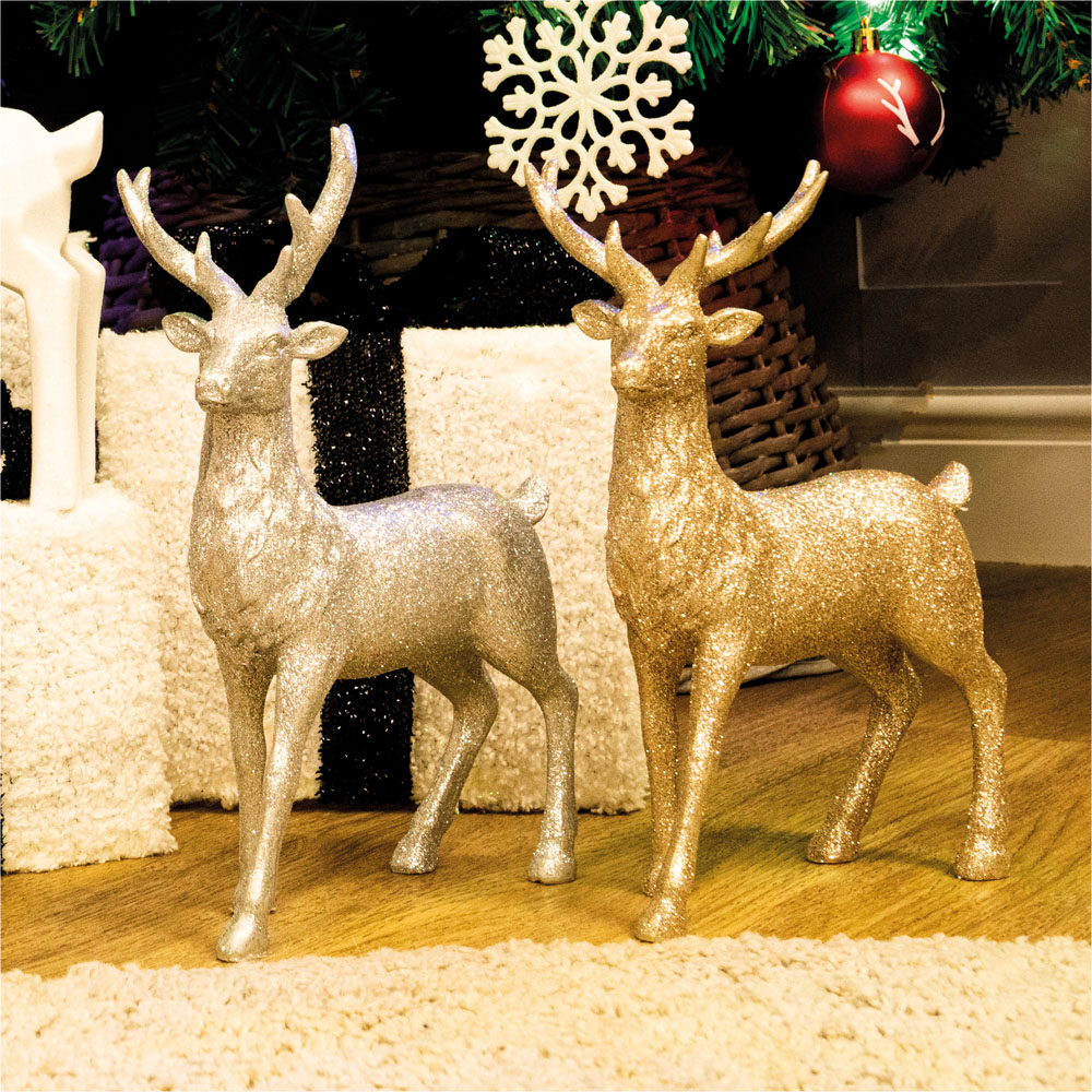 St Helens Champagne Polyresin Deer Christmas Decoration Image 4