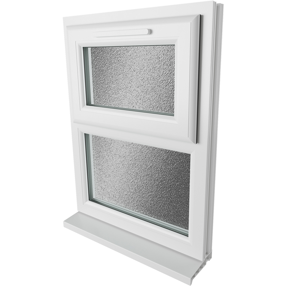 Crystal uPVC Triple Glazed Window Top Hung Over Fixed Light White Obscure Glass 610x965mm Image 9