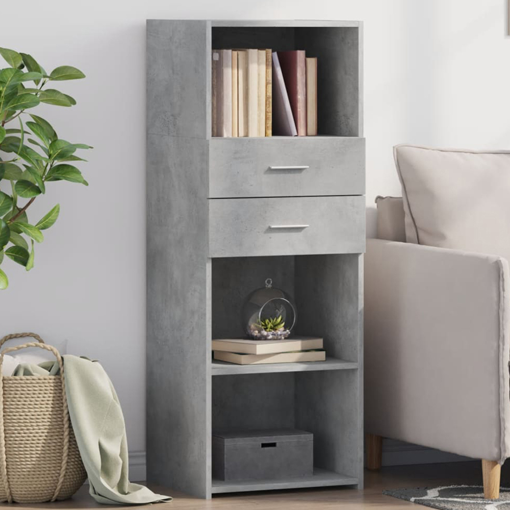 vidaXL 2 Drawer 3 Shelf Concrete Grey Highboard Image 1