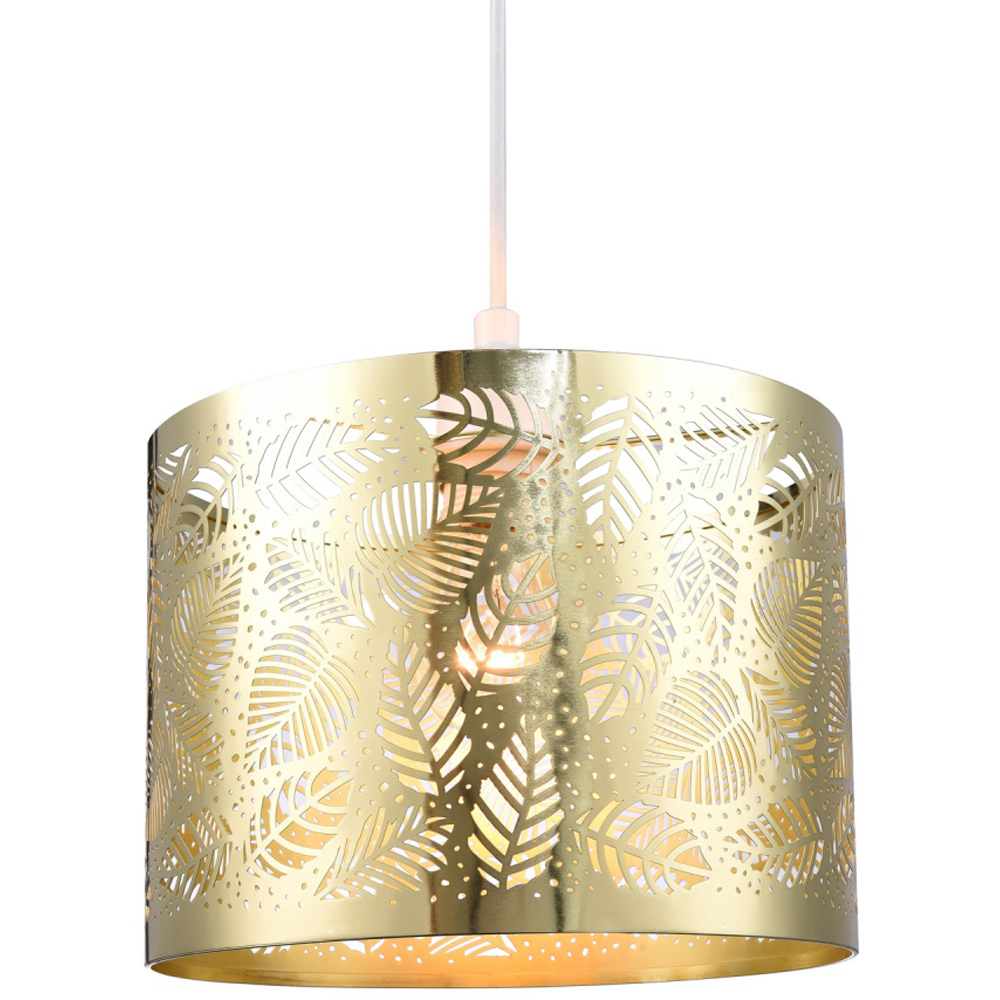 Happy Homewares Gold Plated Metal Fern Leaf Decoration Pendant Shade Image 3