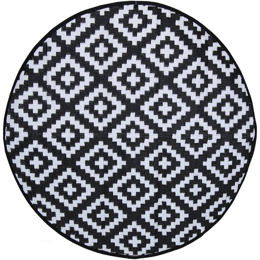 Charles Bentley Diamond Pattern Lightweight Waterproof Indoor/Patio Round Rug Image 1
