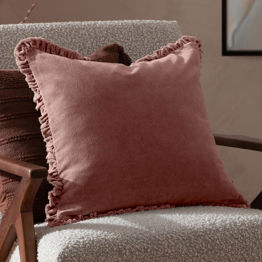 Yard Bertie Rosewood Cotton Velvet Cushion 45 x 45cm Image 6
