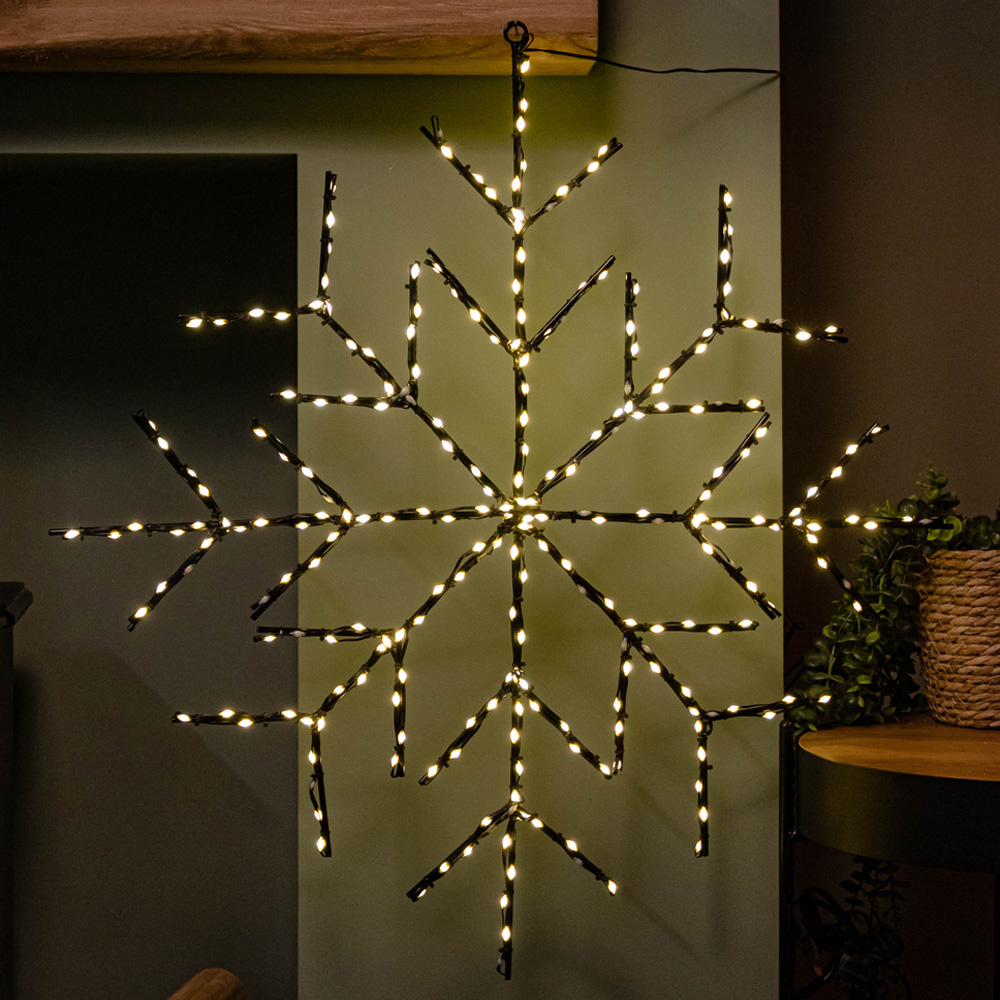 Samuel Alexander Warm White Metal Hanging Snowflake Christmas Decoration 76cm Image 1