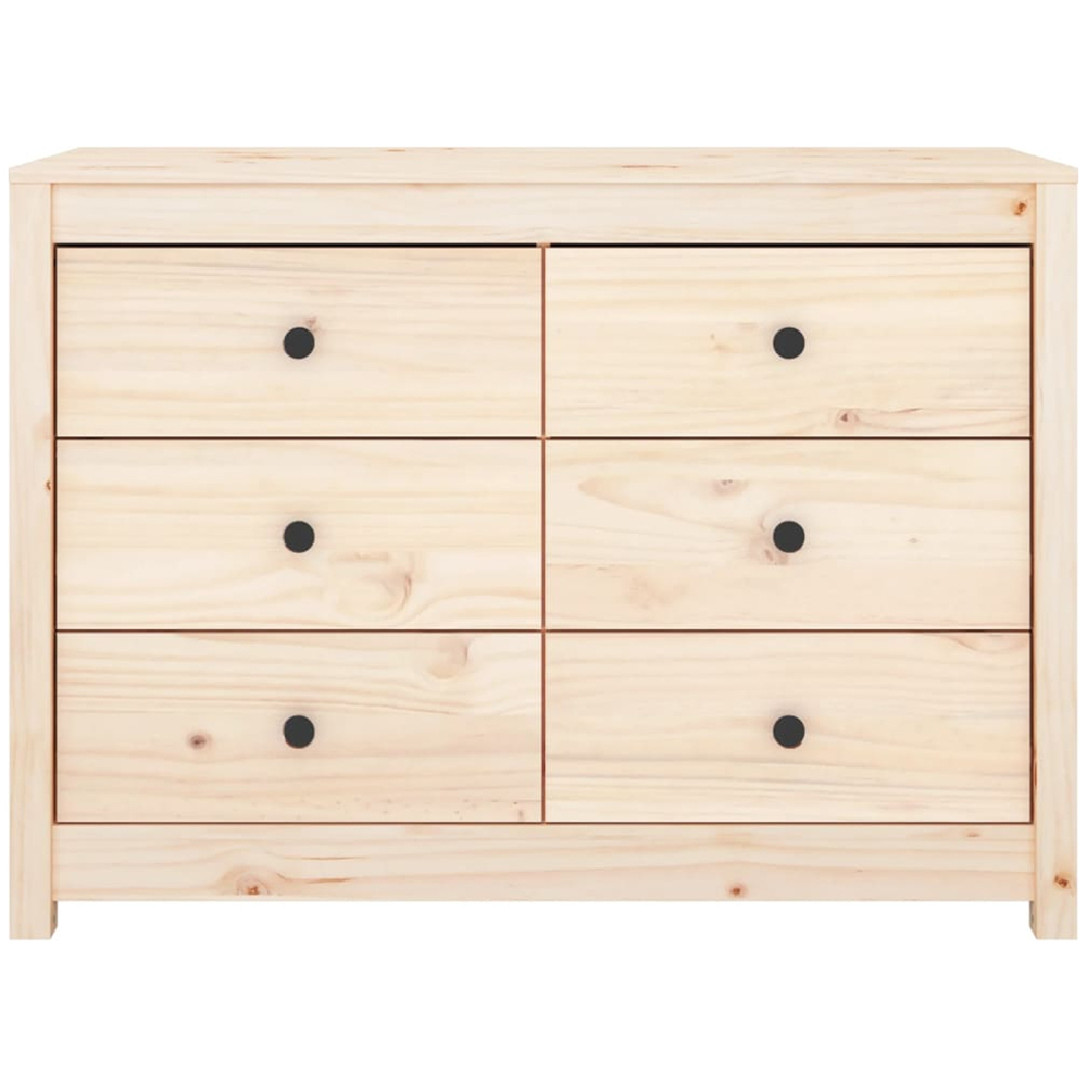 vidaXL 6 Drawer Natural Solid Pine Wood Sideboard Image 4