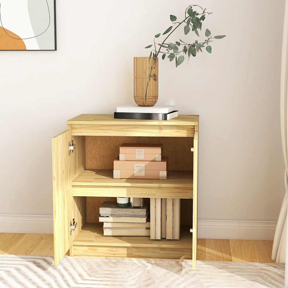 vidaXL 2 Door Natural Solid Pine Wood Side Cabinet Image 7