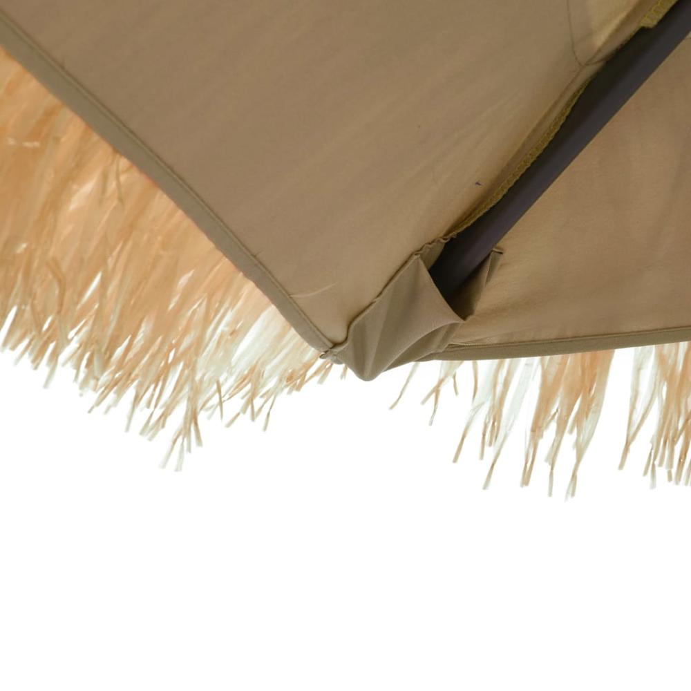 vidaXL Brown Straw Top Garden Parasol with Steel Pole 2.6m Image 6