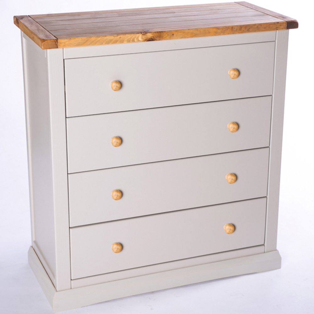 Loreo 4 Drawer Light Grey Chest of Drawers with Wood Knobs Image 4