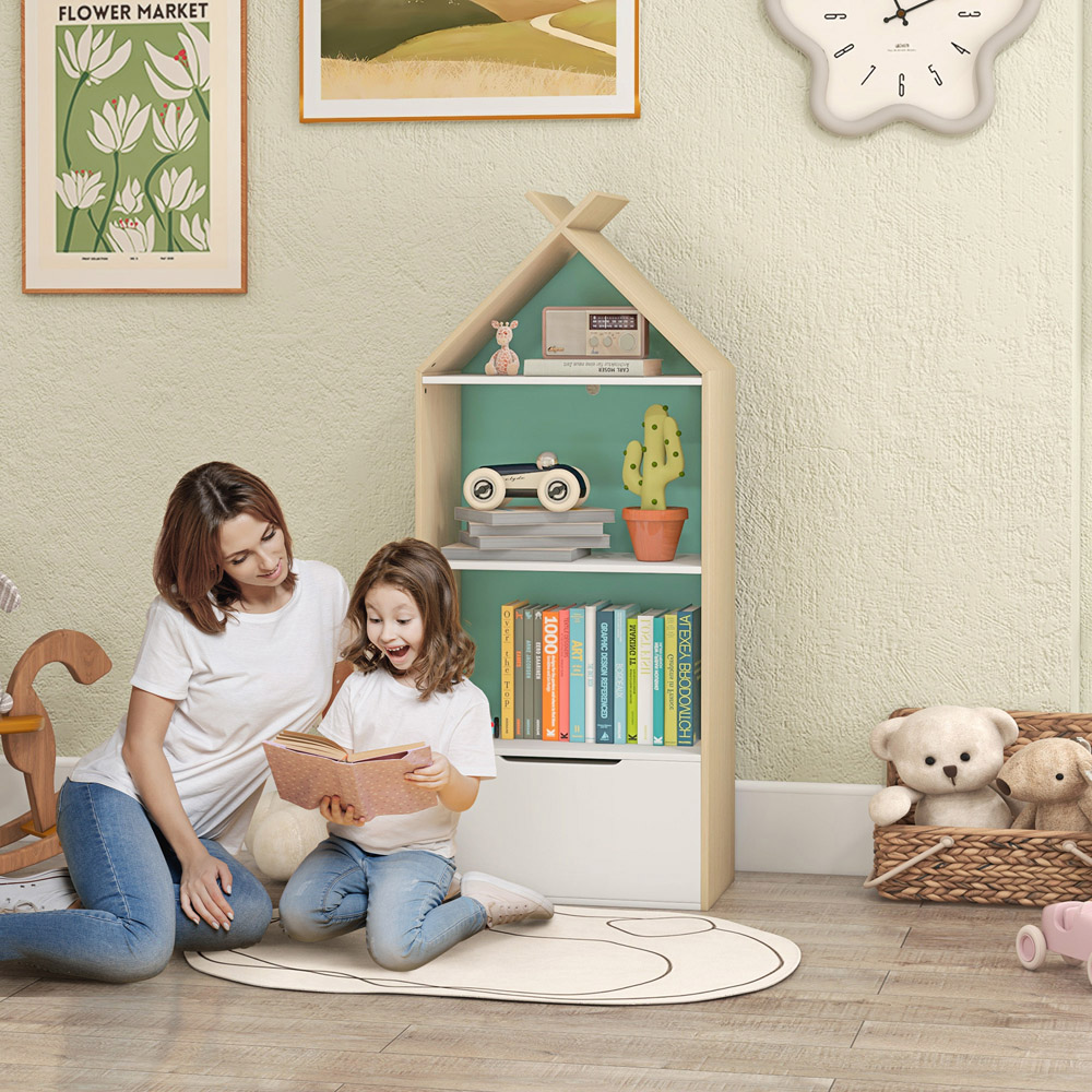 AIYAPLAY Single Drawer 3 Shelf Kids Bookshelf Image 4