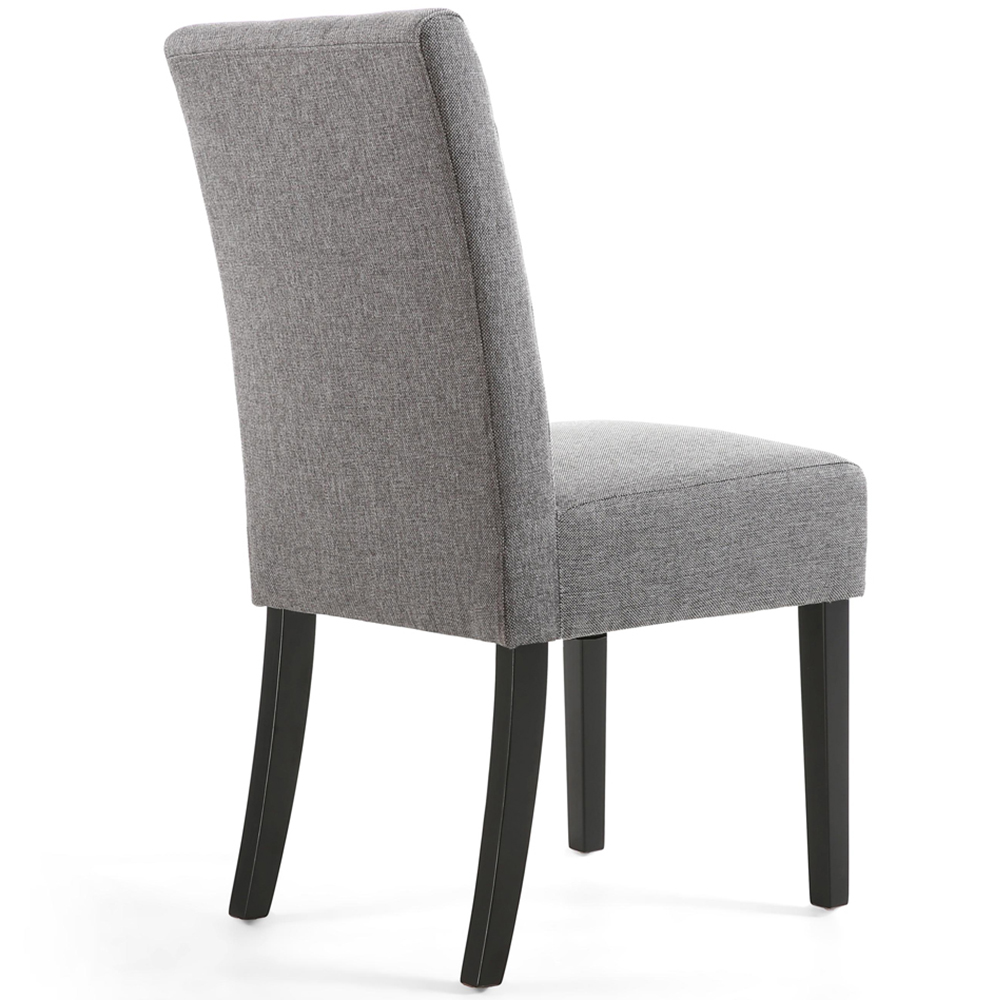Portland Harlow Steel Grey Linen Black Legs Waffle Back Dining Chair Image 5