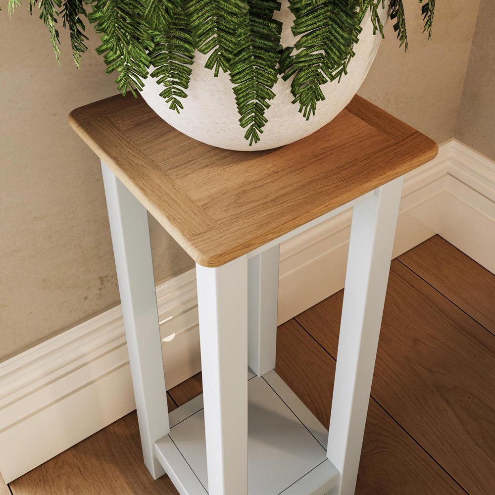 FWStyle Taberno Single Shelf White Linen and Oak Side Table Image 5