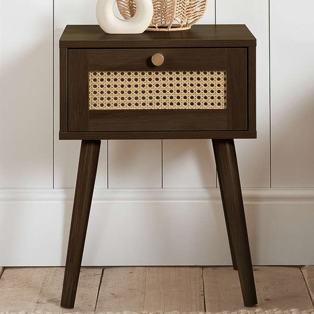 Croxley Single Drawer Rattan Bedside Table Image 1