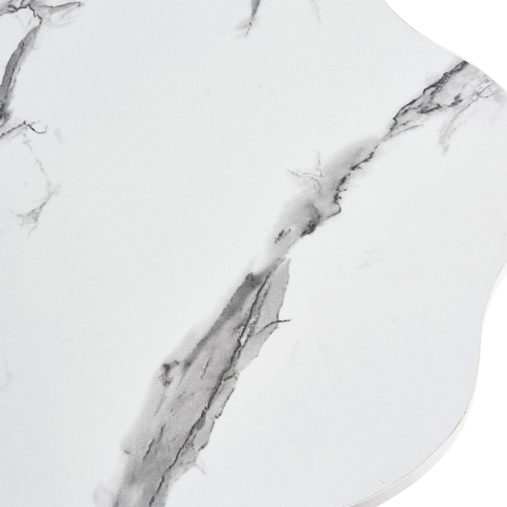 Living and Home White Marble Effect Side Table with Steel Frame Image 4