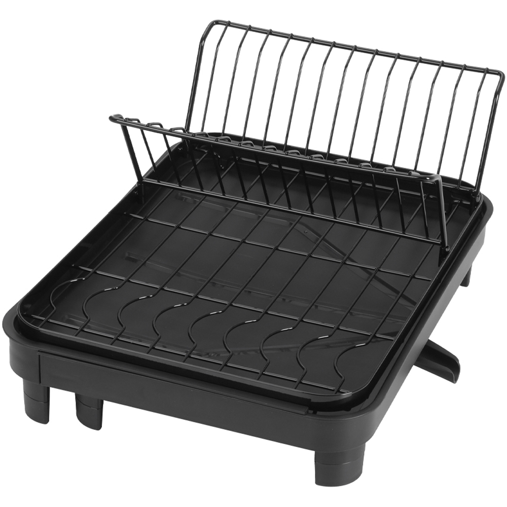 Living and Home Black Dish Drainer with Drying Tray Image 2