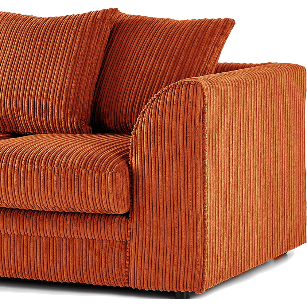 Luxor 2 Seater Orange Jumbo Cord Scatter Back Sofa Image 4
