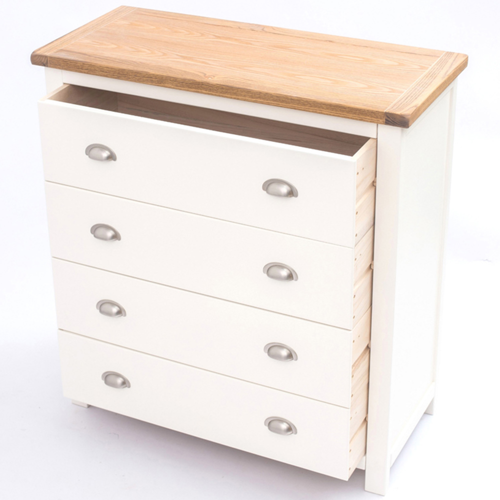 Lovere 4 Drawer Off White Chest of Drawers with Chrome Cup Handles Image 5
