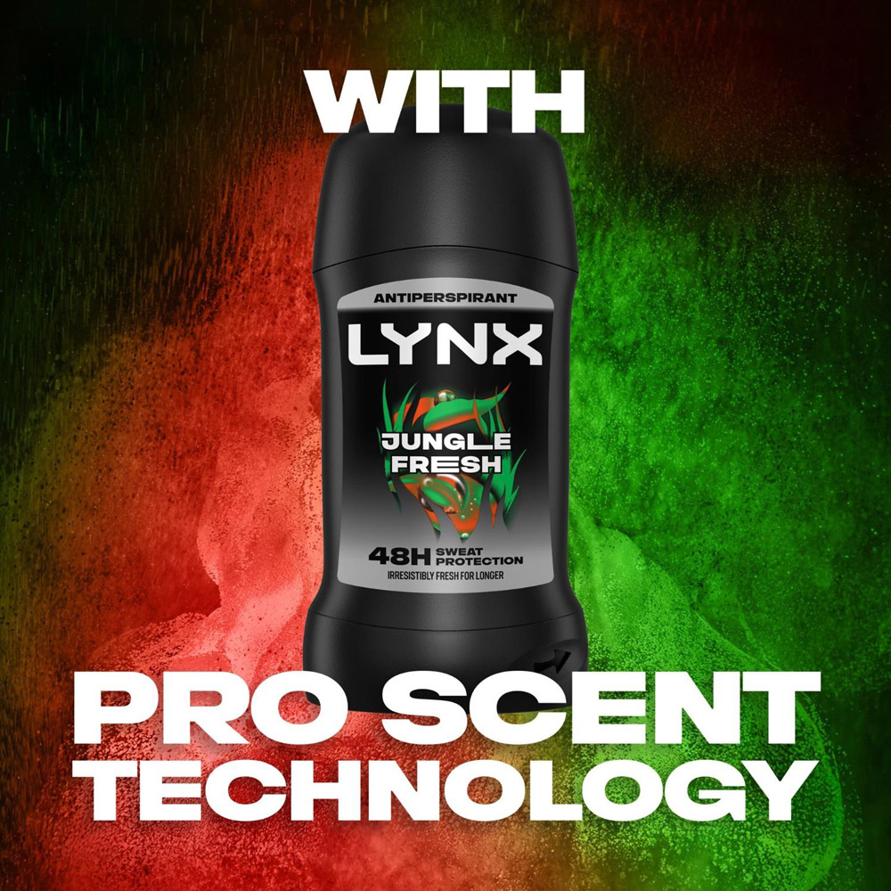Lynx Jungle Fresh 48H Odour Protection Anti-Perspirant Deodorant Stick 50ml 3 Pack Image 3