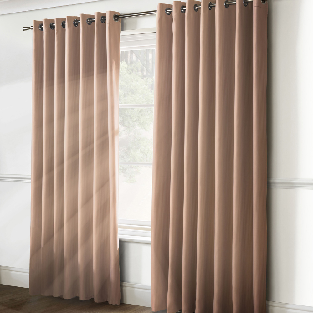 Alan Symonds Essential Pink Plain Ring Top Eyelet Curtains 167 x 183cm Image 1