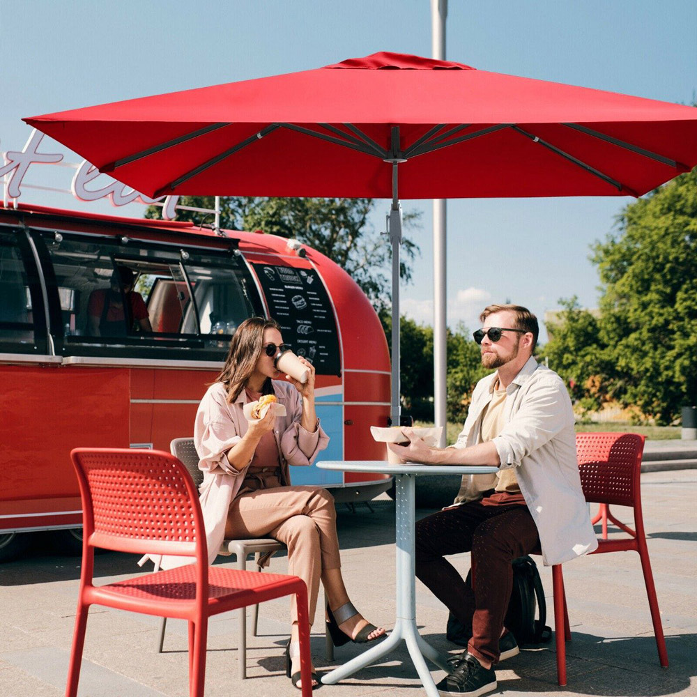 Costway Red Crank Handle Patio Cantilever Umbrella Parasol 3m Image 5