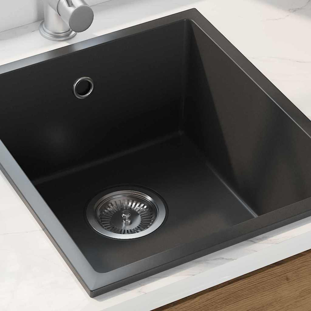 vidaXL Black Granite Kitchen Sink 38 x 44 x 20cm Image 2