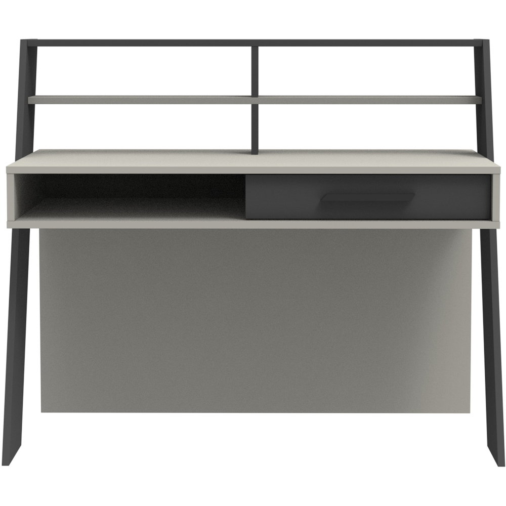 Decorotika Soho Single Drawer 5 Shelf Computer Desk White and Anthracite Image 3