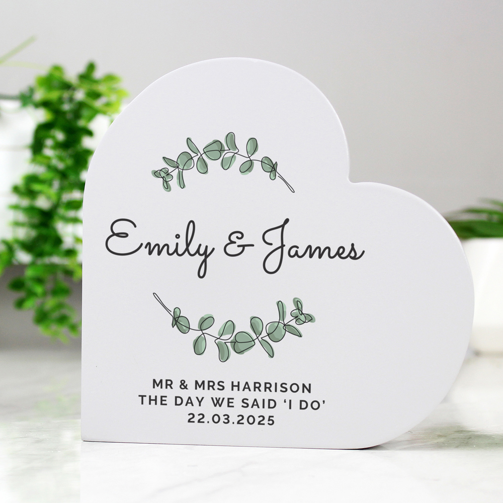 Personalised Memento Personalised Botanical Free Standing Heart Ornament Image 3
