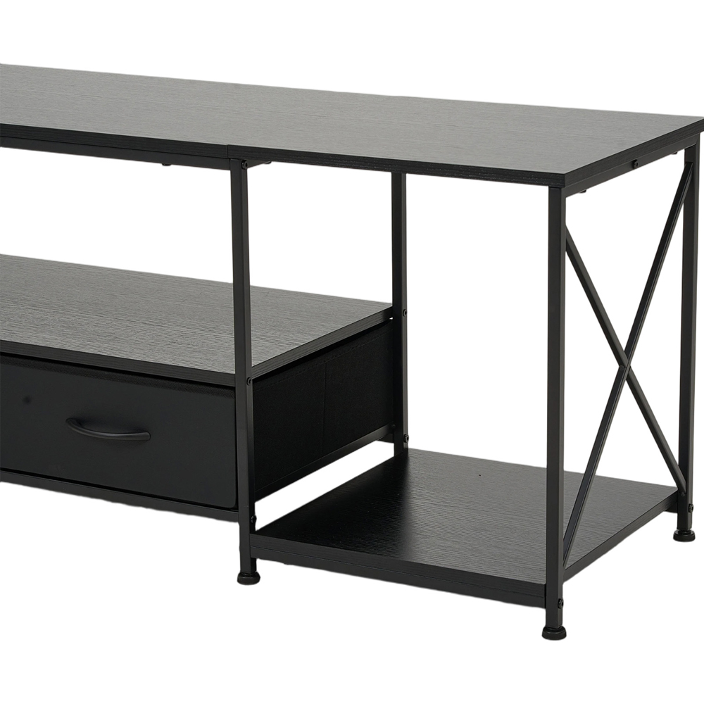 Living and Home 2 Fabric Drawer 3 Shelf Black Industrial TV Stand Image 4