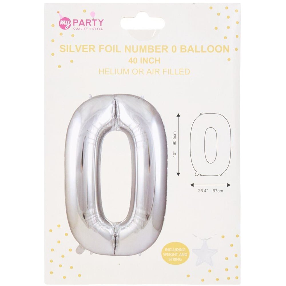 Silver Foil Number BalloonSilver 0 Image