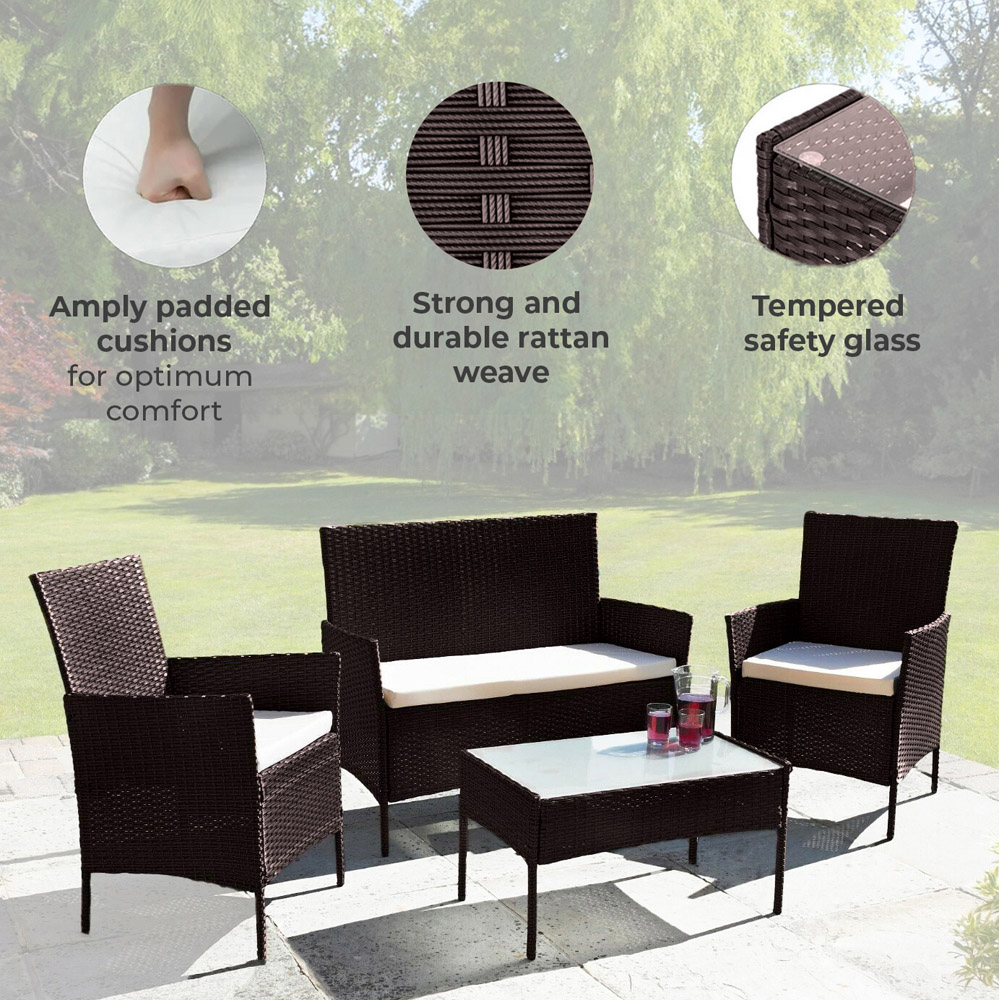 Neo 4 Seater Brown Rattan Outdoor Furniture Garden Sofa Set Image 5