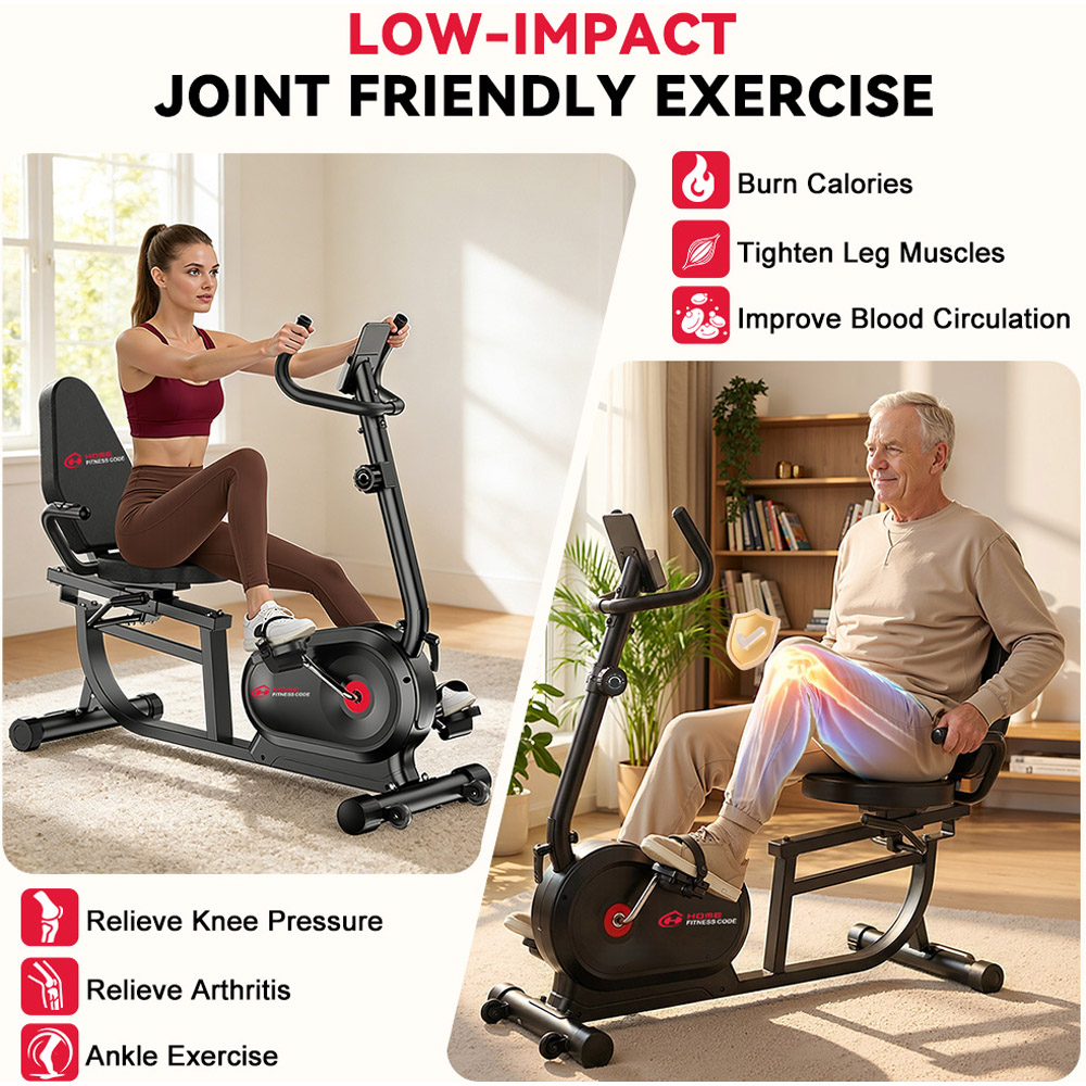 Rattrix X1 Black 16-Level Resistance Recumbent Exercise Bike Image 2
