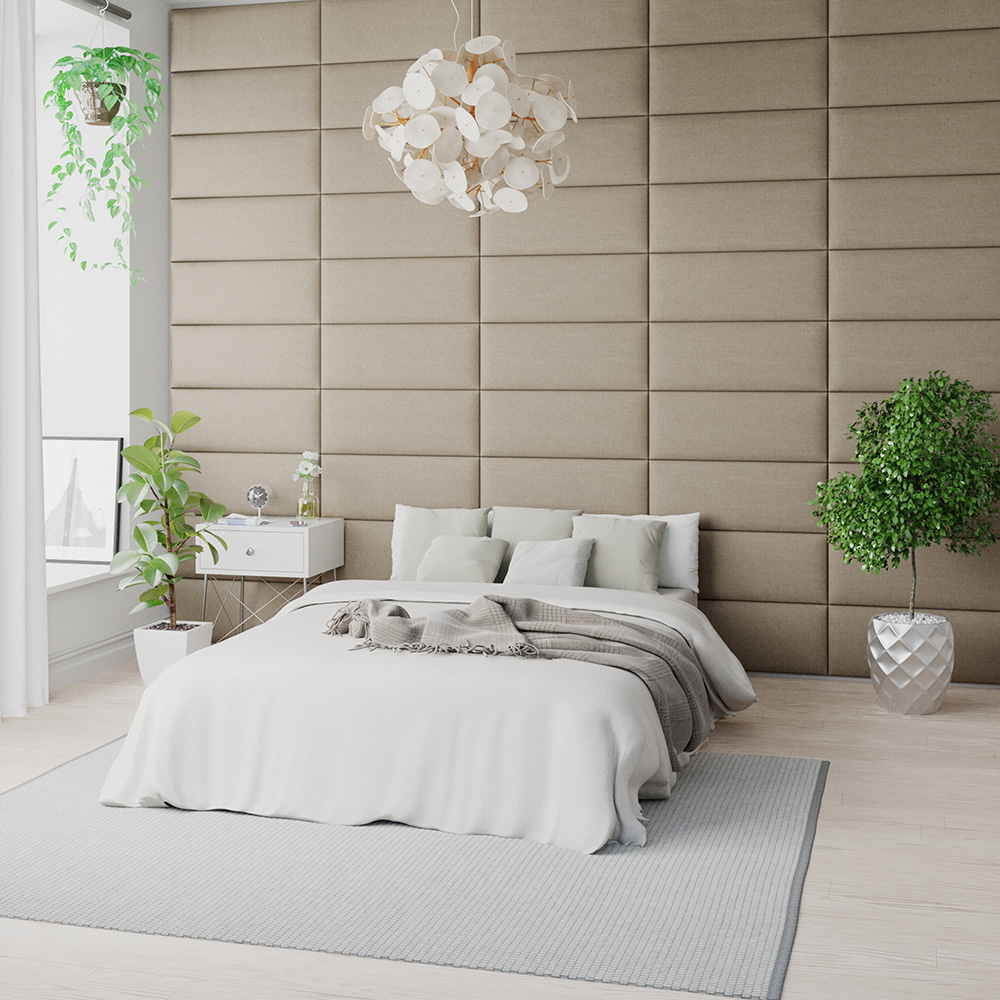 Aspire EasyMount Natural Eire Linen Upholstered Wall Mounted Headboard Panels 8 Pack Image 2